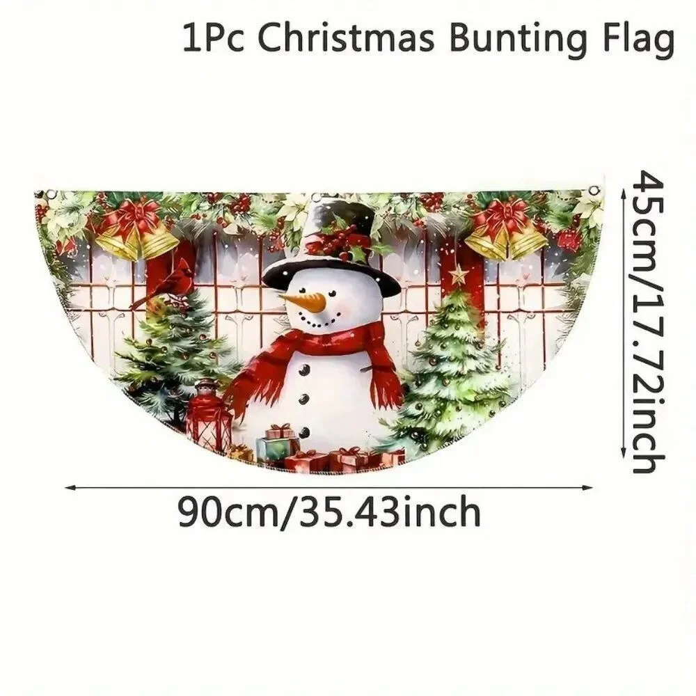 18 x 35 Holiday Wall Banner Festive Christmas Snowman  and Festive Tree Cardinal